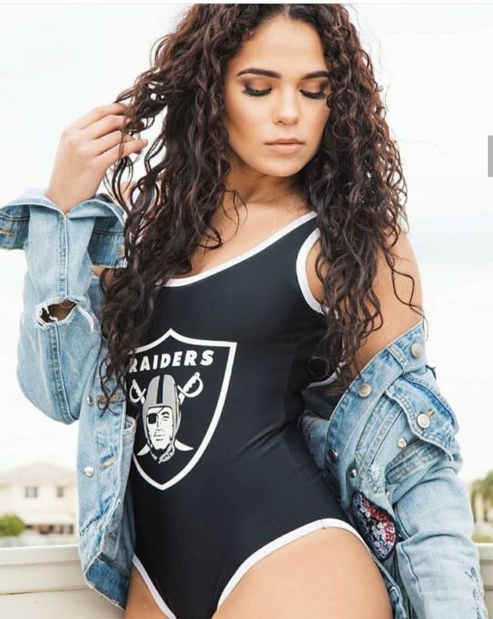 Las Vegas Raiders Black & White One-Piece Ladies Football Bodysuit